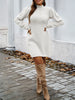 Autumn Women Sweater Dresses Pearls Round Neck Long Sleeve Hip Wrap Dress Winter Elegant Ladies Casual Solid Slim Fit Dress