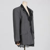 Chic Solid Spliced Lace Edge Blazers for Women Notched Collar Long Sleeve Temperament Designer Coats Female Clothes Style