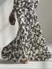 Flower Print Long Sleeve Elegant Maxi Dress Women Gown Spring Ruched Bodycon Mock Neck Long Dresses Female