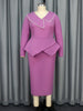 Office Women Pencil Dresses Long Sleeves Peplum Belly Cover Slim Beading Irregular Ruffles Elegant Church Date Out Gowns