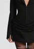 Long Scarf Women Suit 1 Piece Blazer With Back Stripe Sexy V Neck Ruffles Short Mini Party Gown Formal Office Lady Jacket Coat