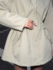 Stand Collar Drawstring Waist Trench Jacket Female Commute Long Sleeves Casual Women's Mid-Length Trench Coat