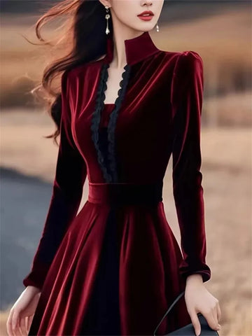 Autumn French Feeling Hepburn Style Beautiful Temperament Long Dress Powerful Black Dress For Women XXXL