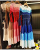 Designed Women's Pleated Dress O-neck Loose Fit Color Block Beaded Long Sleeve Famale Clothing 2DB6598