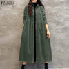 Women Autumn Corduroy Dress Casual Long Sleeve Buttons Up Sundress Solid Loose Holiday Vestido Kaftan Vintage Shirt Dress