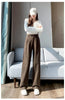 Brown Woolen Suit Pants for Women in Autumn and Winter Narrow Version Straight Wide-leg Pants with Drape