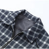Women Casual Plaid Shorts Set Lapel Long-sleeved Zipper Jacket Short Pants Suit Lady Spring Daily Loose Outfits