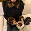 Ladies Coat Jacket Spring Autumn Short Jackets Korean Leopard Print Fur Collar Besign With Single Breasted Buckle Coats