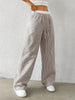 Women's Casual Striped Woven Wide Leg Pants Fall Winter Casual Stylish Full Length Trousers Y2K Clothes Streetwear