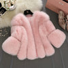 Women Imitation Fur Coat Short Slim Splicing Outwear Thicken Warm Jacket Temperament Casual Out coat Solid Color