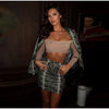 Snake Print V-Neck Blazer Long Sleeve Skirt Set Slim Fit Autumn Women Chic Outfit Casual Lady Two Piece Suit