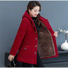 2026New Autumn Winter With Velvet Cotton-padded Jacket Women Mid-Aged Mother Hooded Floral Plus Velvet Warm Parkas Coat Female