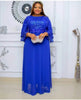 L-3XL African Dresses for Women Spring Autumn African Women Three Quarter Sleeve Polyester Solid Color Long Dress Maxi Dress