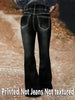 1253 Printed Pants - Not Denim Fabric Floral Print Flare Pants - Non-Denim Fabric, Women's Trousers