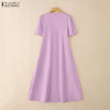 Elegant Chic Fabric Flower Womens Midi Dresses O-Neck Short Puff Sleeve Fitted Waist A-Line Dress S-3XL
