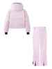 Women Pocket Long Sleeve Zipper Hooded Skiing Cotton-padded Drawstring Jacket+High Waist Casual Winter Pant Set
