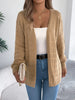 Solid Color Hollow Lantern Long Sleeve Sweater for Women Casual Cardigan Sweaters Autumn Winter Mid-length Jacket Tops