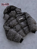 Winter Warm Leopard Print Diamond Puffer Parkas Women's Hip Hop Hooded Zip Up Oversized Padded Coat Streetwear Vintage Jackets