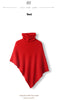 Cozy Solid Color Turtleneck Poncho Soft Loose Fit Cashmere Pullover Thin Warm Bat Sleeve Pullover for Women