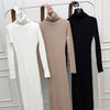 Knitted Bodycon Dress Bottoming Women Soft Elastic Turtleneck Sweater Autumn Winter Midi Party Dresses With Belt