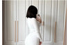 Women Transparent Sexy See Through Mini Dress Korean Outdoor Expose White Sheer Slim Fit Above Knee Longsleeve Crop Skirts