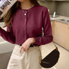 Knitted Cardigan Jacket Women Spring Autumn Round Neck Casual Cardigans Woman Solid Color Slim Korean Jumpers Female