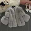 Women Imitation Fur Coat Short Slim Splicing Outwear Thicken Warm Jacket Temperament Casual Out coat Solid Color