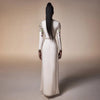 High Street Designer Party Vestido Women's Long Sleeve Beaded Maxi Long Dress