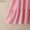 Elegant Chic Womens Tiered Midi Dresses Fabric Flower Detailed O-Neck Short Puff Sleeve Solid Color A-Line Dress Woman