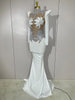 Sparkly Diamonds Pearl Black Sexy See Through Mesh Long Dress Women Wedding Evening Birthday Party Stage Photoshoot Dress