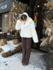 Faux Fur Lapel Coat Women's Elegant Solid Loose Lace-Up Leisure Jacket Winter Female Keep Warm Fur Coat
