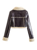 Double Sided Short Jacket Women Warm Thick Lapel Lambswool Coat Autumn Winter Vintage Female Fleece Chic Tops