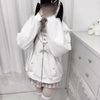 Kawaii Women Coats Jirai Kei Lolita Y2K Cute Japanese Style Jacket Sweet Pearl Rabbit's Ears Bow Hoodies Elegant Casual Top