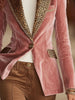 Elegant Leopard Velvet Patchwork Jackets Blazer Single Button Pockets Notched Collar Office Lady Autumn Jackets