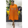 Autumn and Winter Africa Women's Clothing Solid Color Splicing Dress Pleated Loose Women's Cardigan Dresses
