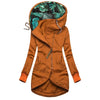 Women's Long-Sleeve Hooded Jacket with Zipper in Solid Color Print