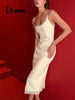 Solid Lace Patchwork Camisoles Hip Wrap Sheath Outfits Sexy Club Women Dresses Female Bodycon Elegant Streetwear