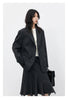 Women Woolen Blazer Coat Loose Casual Office Ladies Suit Jacket Striped Fish Tail Skirt Set Autumn Winter