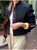 Retro Denim Military Jacket Women Solid Vintage Stand Collar Single Breasted Slim Short Jackets Lady Daily Street Outerwear