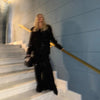 Women Black Sequin Embroidery Blazer 2 Piece Set Full Sleeve Lapel V-neck Coat Wide Leg Pants Suit Lady Spring Outfits