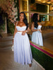 striped patchwork Women's Dress Set Strap Crop Tops and a-line long Maxi Skirts Suit Vacation Two 2 Piece Sets Outfits