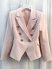 Baroque Designer Blazer Jacket Women's Silver Lion Buttons Double Breasted Blazer Outerwear