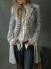 Women's Vintage Gold Velvet Jacket Blazer Spring Autumn Casual Solid Color Patchwork Lace Jacket Elegant Long Sleeve Slim Coat