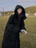 Long Thickened Down Cotton Bread Style Coat Women's Winter Outerwear Korean Loose Long Knee Length Solid Hooded Jacket