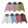 Spring Pink Casual Jacket Women's Loose Fit Streetwear Front Zipper Pockets Lounge Wear Daily Outerwear