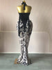 Women Print Patchwork Stacked Ruched Long Sleeve Bodycon Midi Maxi Long Dress Birthday Vacation Sexy Party Dresses