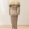 Women Christmas Party Dress Sequined Irregular Hem Evening Dress Low-cut Prom Wedding Party Formal Slit Hem Ladies Midi Dress