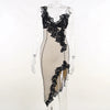 Sexy Lace Party Dress Women Deep V-Neck Irregular Chic Patchwork Design Skinny Maxi Bodycon Midnight Stretch Clubwear