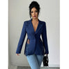 Women Elegant Blazer Suits Ladies Spring Autumn Long Sleeve Single Button Jackets Coats with Lace Hem
