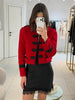 Chic Single-breasted Short Jacket Women Contrast Full Sleeve Cropped Stand Collar Napoleon Coat Lady Daily Street Wear